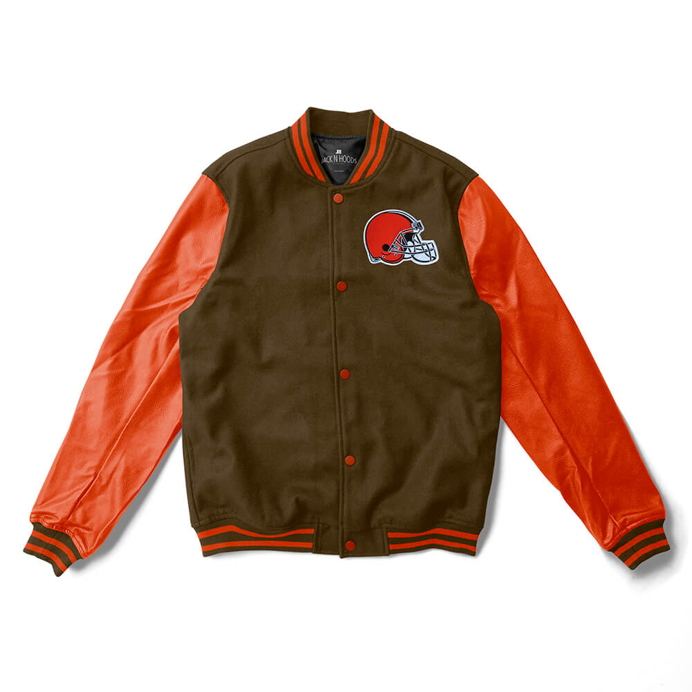 Men's Starter Brown/Orange Cleveland Browns Enforcer Satin Varsity