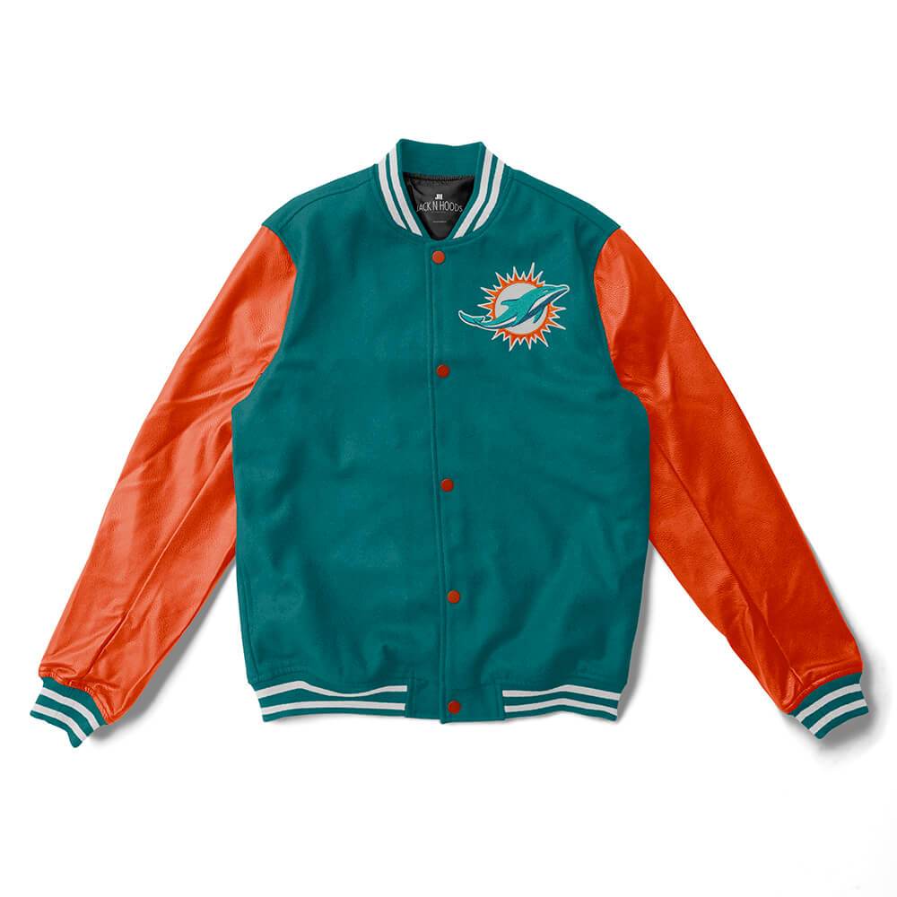 NFL Miami Dolphins Multicolor Leather Jacket - Maker of Jacket