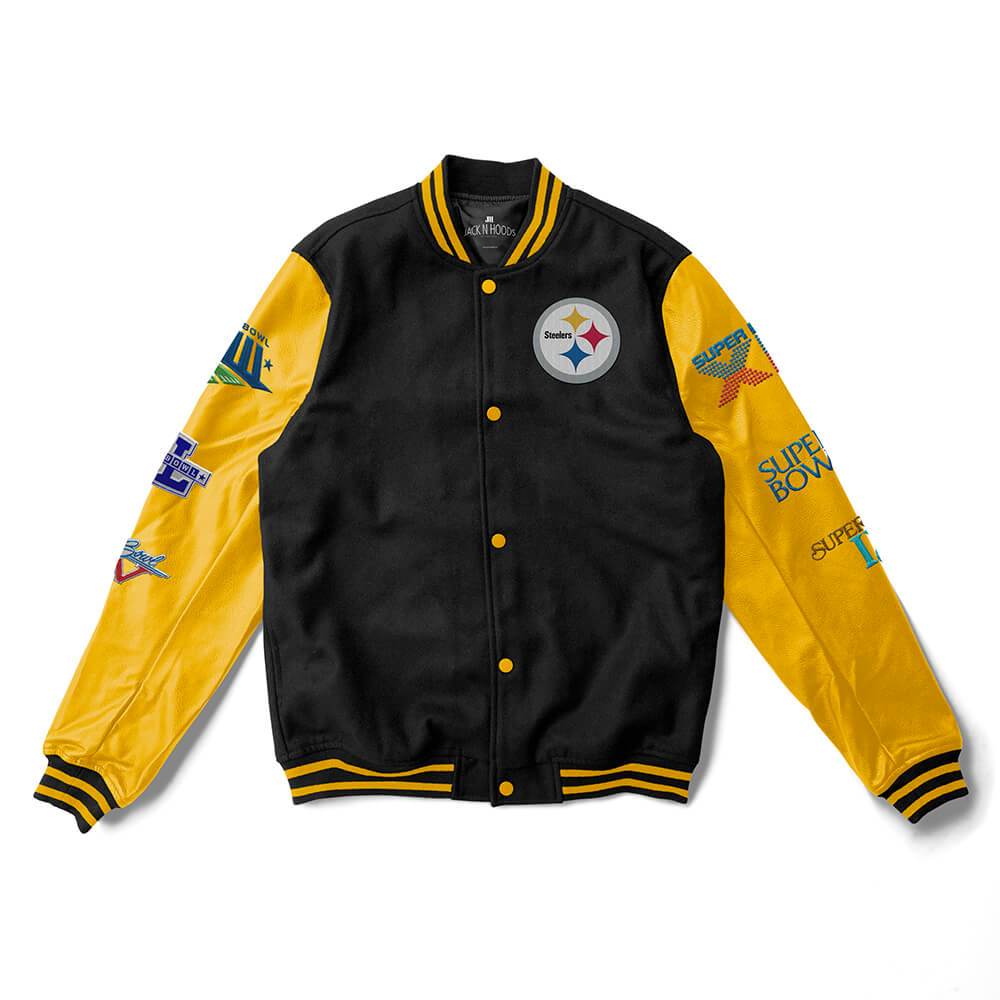 Wool/Leather Pittsburgh Steelers Mash Up Varsity Jacket - Jackets